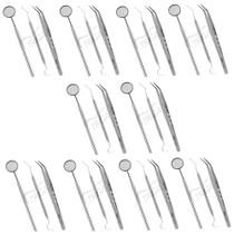 Kit Clinico Odontológico - 10 Kits - Sonda Exploradora N5, Pinça Clinica e Espelho