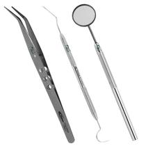 Kit Clinico Odontológico (Sonda Exploradora N5, Pinça Clinica 16 cm, Espelho) Kit Clinico Odontológico (Sonda Exploradora N5, Pinça Clinica 16 cm, Espelho)