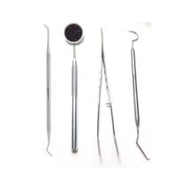 Kit Clínico: Sonda, Pinça, Espátula Resina E Espelho C/ Cabo