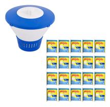 Kit Clorador Flutuador 20 Pastilhas Tabletes HCL Penta Para Tratamento Limpeza De Piscinas Hidroall Kit Clorador Flutuador 20 Pastilhas Tabletes HCL Penta Para Tratamento Limpeza De Piscinas Hidroall
