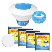 Kit Clorador Flutuante para Piscina + 4 Pastilhas de Cloro 3x1