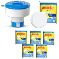 Kit Clorador Flutuante para Piscinas + 6 Pastilhas de Cloro 5 em 1