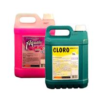 Kit Cloro Aqualiv e Desinfetante Aroma de Pétala de Rosa 5L
