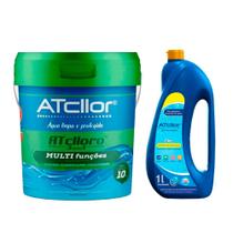 Kit Cloro Atclloro 3 Em 1 Multifunção 10Kg e Floculante Clorificante Atcllor Limper Floc 1L