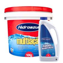 kit Cloro multiação 10kg + Algicida de manutenção Hidroazul 1litro kit Cloro multiação 10kg + Algicida de manutenção Hidroazul 1litro