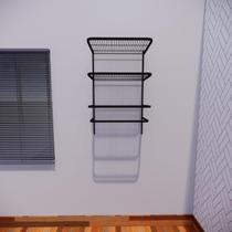 Kit Closet Aramado 0,60 x 1,00 mt Cabideiro/Prateleiras Preto - Dicarlo Kit Closet Aramado 0,60 x 1,00 mt Cabideiro/Prateleiras Preto - Dicarlo