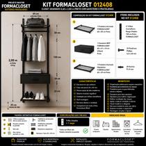 Kit Closet Aramado 0,60 x 2,00 mt Cab/Gav/Prat Preto 20X20 Kit Closet Aramado 0,60 x 2,00 mt Cab/Gav/Prat Preto 20X20