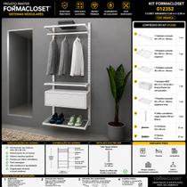 Kit Closet Aramado 0,60 x 2,00 mt Cab/Gave/Prat/ Branco 20x20