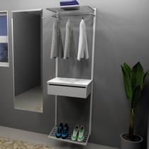 Kit Closet Aramado 0,60 x 2,00 mt Cabideiro/Gav./Prat. Preto 20X20