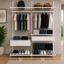 Kit Closet Aramado 1,20 x 2,00 mt Avançado Branco 20x20 Kit Closet Aramado 1,20 x 2,00 mt Avançado Branco 20x20