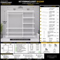 Kit Closet Aramado 1,50 x 2,00 mt Cabideiro/Prat Branco 20x20 Kit Closet Aramado 1,50 x 2,00 mt Cabideiro/Prat Branco 20x20