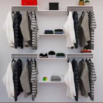 Kit Closet com Cabideiros de 80cm e Prateleiras Branco Organização Moderna para Seu Quarto