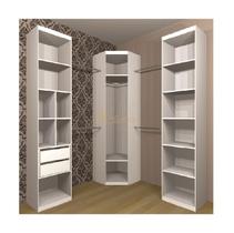 Kit Closet Flex Prateleira com 2 Gavetas e Canto Oblíquo MDF 225cmx240cm/240cmx50cm