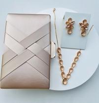 Kit Clutch + Brinco e Colar nude