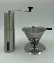 Kit Coador Café + Moedor Grãos Cozinha Utensilio Café Aço