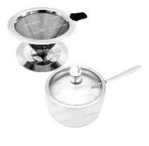 Kit Coador De Café Pour Over 101 + Açucareiro Em Aço Inox - UNY