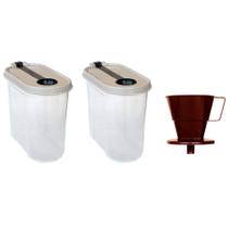 Kit coador filtro 103 base garrafa térmica e 2 potes porta café açúcar colher dosadora Plasútil