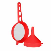 Kit Coador Peneira com Cabo Funil Vermelho Kit Coador Peneira com Cabo Funil Vermelho