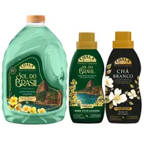 Kit Coala Sol do Brasil Lava Roupas Líquido 3L e Amaciantes 1L Sol do Brasil e Chá Branco Limpeza e Perfume Duradouro Kit Coala Sol do Brasil Lava Roupas Líquido 3L e Amaciantes 1L Sol do Brasil e Chá Branco Limpeza e Perfume Duradouro