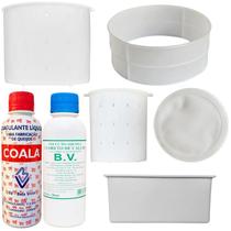 Kit Coalho Coala + Cloreto Cálcio + Formas Minas 500g e 1Kg + Canastra 1Kg + Mussarela 1Kg + Tela