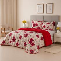 Kit Coberdrom Casal Queen 3 Peças Dupla Face 400 Fios Estampado Patchwork Roupa de Cama Premium Cobertor Manta Soft