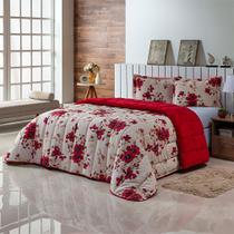 Kit Coberdrom Casal Queen Dupla Face 400 Fios Estampado Patchwork 3 Peças Roupa de Cama Premium Cobertor