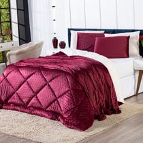 Kit Coberdrom Encanto Manta Dupla Face CASAL PADRÃO com Fronhas 03 Peças - Mantinha Plush Fleece Corações em Alto Relevo