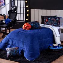 Kit Coberdrom Game Win Azul Marinho c/ Almofadas Solteiro 04 Peças - Dupla Face Sherpa e Mantinha Kit Coberdrom Game Win Azul Marinho c/ Almofadas Solteiro 04 Peças - Dupla Face Sherpa e Mantinha