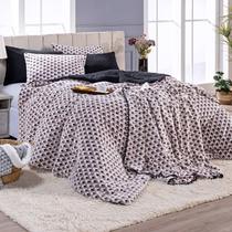 Kit Coberdrom Nevada Estampado Losangos Preto CASAL PADRÃO 03 Peças - Dupla Face Manta e Sherpa Colorida