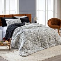 Kit Coberdrom Nevada Estampado Onça Preto SOLTEIRO 02 Peças - Dupla Face Manta e Sherpa Colorida