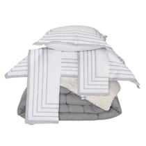 Kit Coberdrom Queen Soft 5 Pçs Dupla Face Sherpa Hipercal 400 Fios