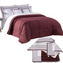 Kit Coberdrom Queen Soft 5 Pçs Dupla Face Sherpa Hipercal 400 Fios
