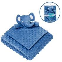 Kit Coberta Manta e Naninha Elefantinho Azul Linha Premium