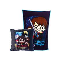 Kit Cobertor com Almofada Harry Potter Hogwarts Warner Poliéster Solteiro Zona Criativa