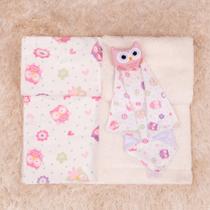 Kit Cobertor com Naninha para Bebe com Caixa Presente