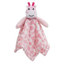 Kit Cobertor e Naninha Bebê Girafinha Rosa com Prendedor de Chupeta.