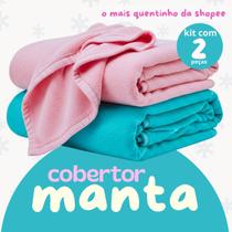 KIT Cobertor Manta Lisas Casal Microfibra