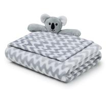 Kit Cobertor Microfibra Bebê e Naninha 3D Animalzinho