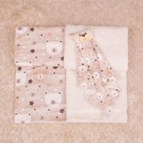 Kit Cobertor Soft com Naninha para Bebê Menino