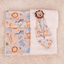 Kit Cobertor Soft com Naninha para Bebê Menino