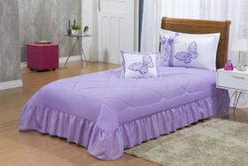 Kit Cobre Borboletas Solteiro 04 Peças Bordadas - Lilás