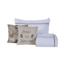 Kit Cobre Leito 4 Peças Solteiro Inove Percal 200 Fios 100% Poliéster - Nature Branco/Cáqui Kit Cobre Leito 4 Peças Solteiro Inove Percal 200 Fios 100% Poliéster - Nature Branco/Cáqui