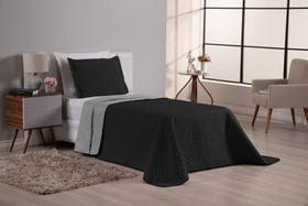 Kit cobre-leito arthur 02 peças solteiro dupla-face preto cinza