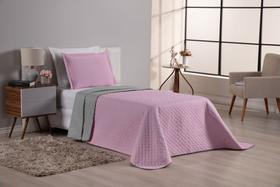 Kit cobre-leito arthur 02 peças solteiro dupla-face rosa cinza