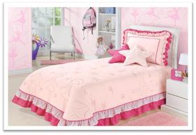 Kit Cobre-Leito Bailarina Solteiro 4 Peças Pink e Lilás