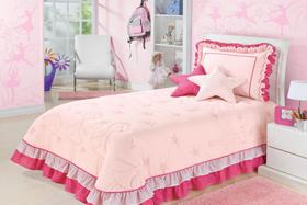Kit Cobre Leito Bailarina Solteiro Infantil Com 4 Peças Rosa