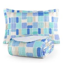 Kit Cobre Leito Bali Solteiro 2 Peças 100% Poliéster Micropercal Macio Estampado Azul Clara Luz Kit Cobre Leito Bali Solteiro 2 Peças 100% Poliéster Micropercal Macio Estampado Azul Clara Luz