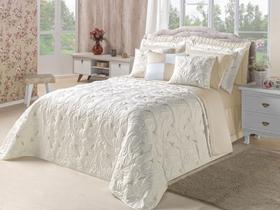 Kit Cobre Leito Bordado Melody Casal King 5 Peças 180 Fios Luxo Toque Macio Marfim Kit Cobre Leito Bordado Melody Casal King 5 Peças 180 Fios Luxo Toque Macio Marfim