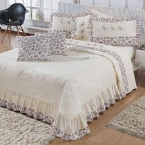 Kit Cobre Leito Bordado Naturalle Casal Padrão 07 Peças Micropercal - Palha