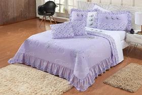 Kit Cobre Leito Bordado Naturalle Queen 07 Peças - Lilás